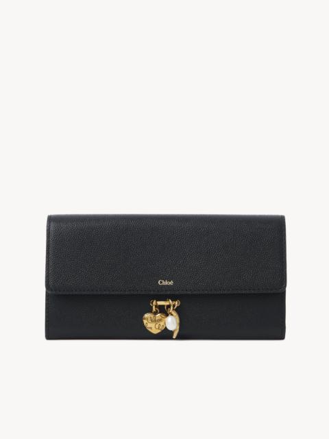CHLOÉ CHARMS LONG WALLET WITH FLAP IN GRAINED LEATHER