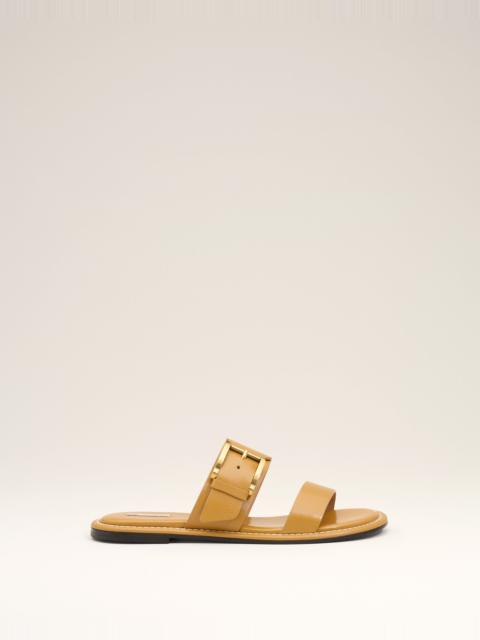 YELLOW COW LEATHER BUCKLE SANDALS
