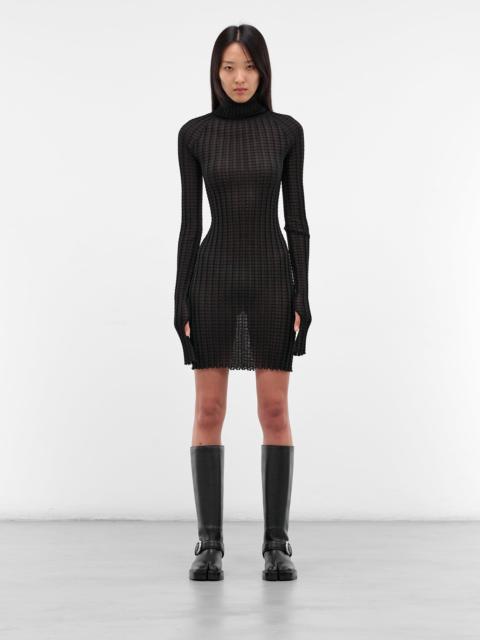 Alba Black Ribbed Mini Dress