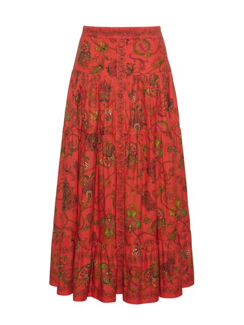 Margarita Skirt
A Fit and Flare Midi Skirt with Intricate Tiered Details