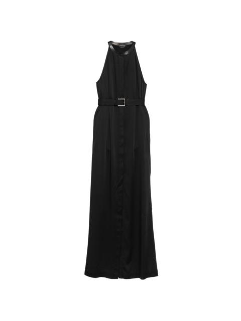 halter-neck belted maxi dress