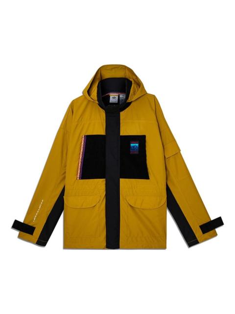 adidas originals Adv Jacket Colorblock Windproof Sports Hooded Jacket Yellow GV0928