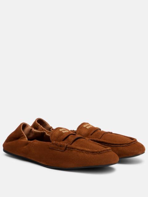 Ruches logo suede loafers