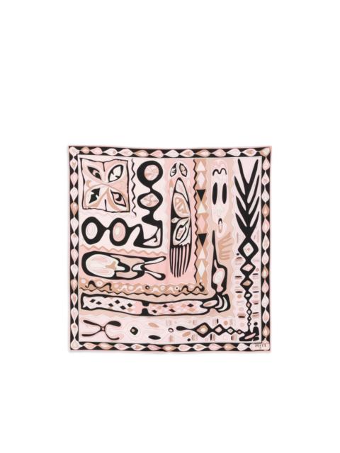 lettering striped silk scarf