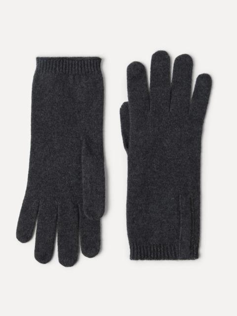Cashmere knit gloves with monili