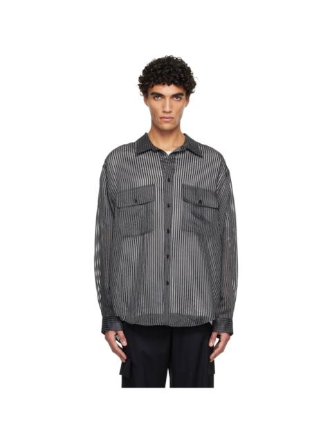 Black Sheer Striped Shirt