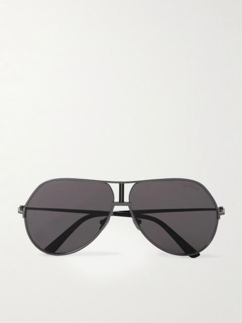 Rickie-02 Aviator-Style Gunmetal-Tone Sunglasses Black