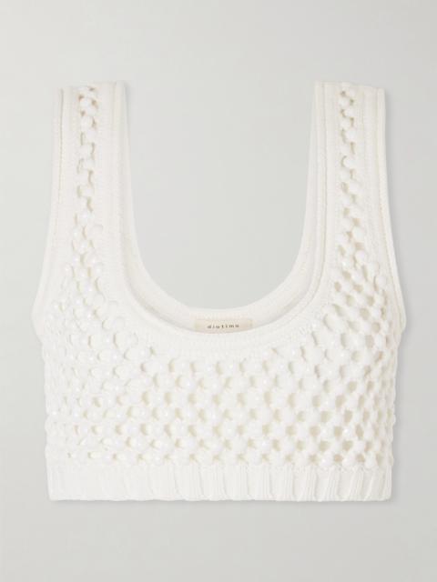 Lady Cropped Crocheted Cotton-blend Bralette Top