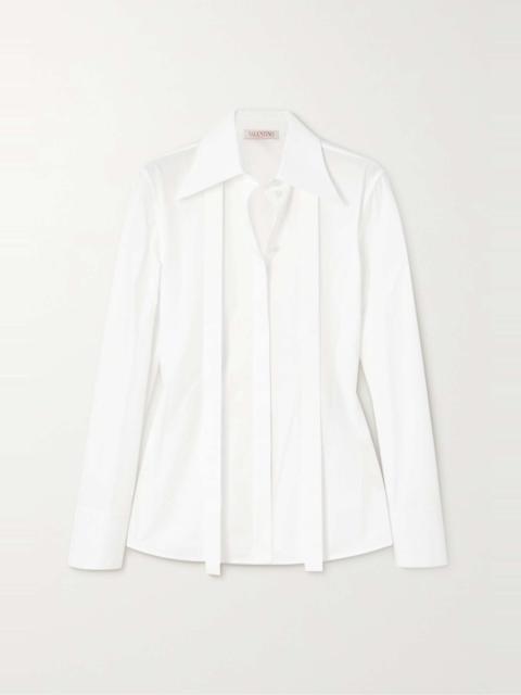 Pussy-bow cotton-poplin shirt