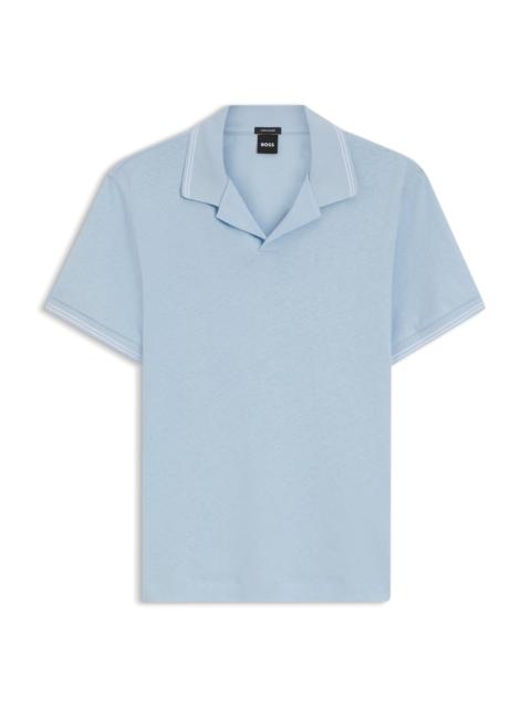 JOHNNY-COLLAR POLO SHIRT IN COTTON AND LINEN