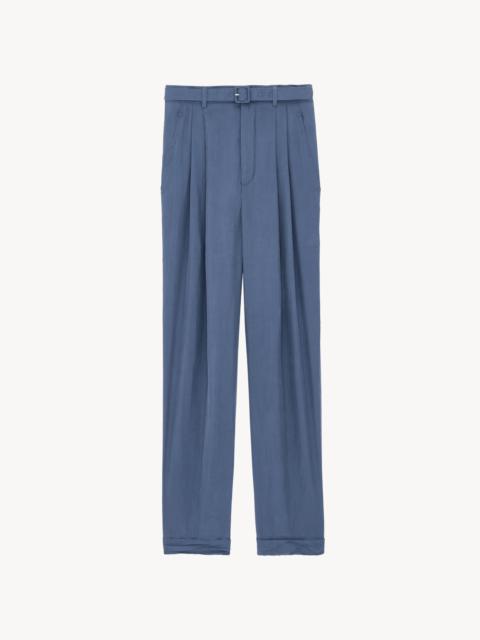 BELTED PANTS IN SILK HABOTAI