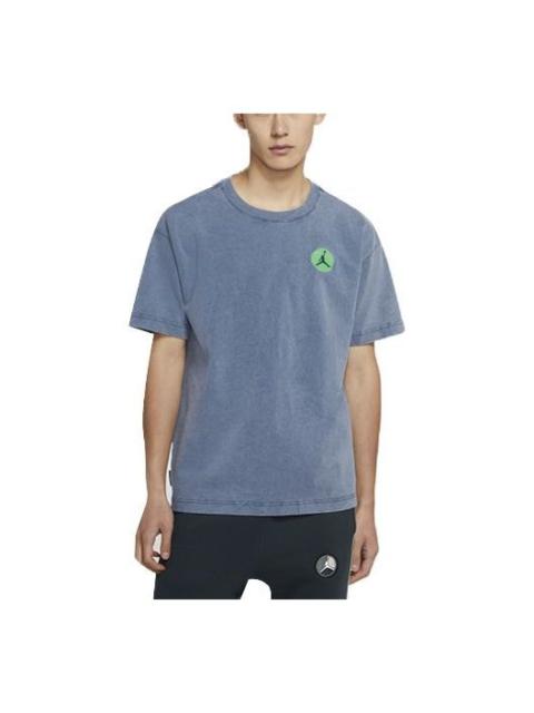 Air Jordan LEGACY AJ13 Embroidered Pattern Short Sleeve Blue CW0827-414