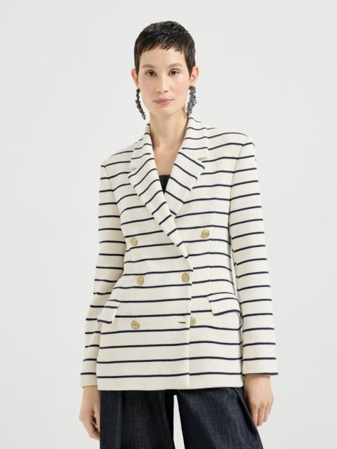 Cotton striped knit blazer with monili