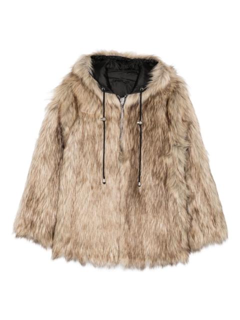 hooded reversible faux-fur jacket