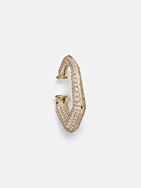 Carved 18kt gold ear cuff with diamonds