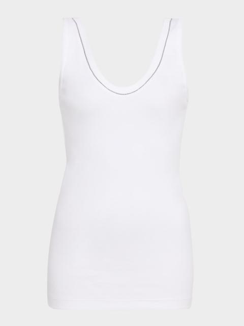 Monili Scoop-Neck Flat Cotton Rib Tank Top