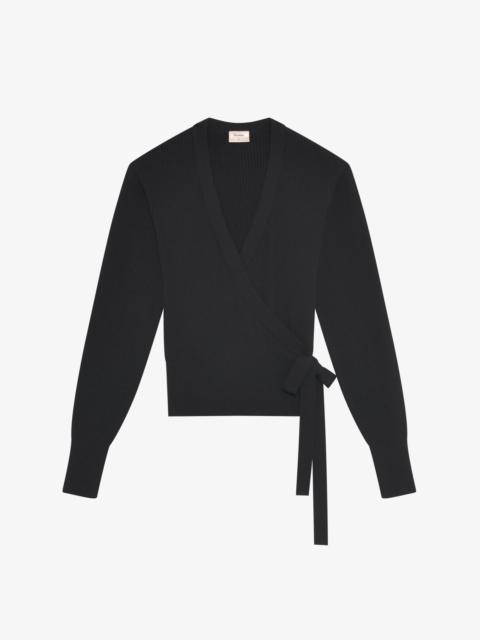 Ribbed knit wrap top