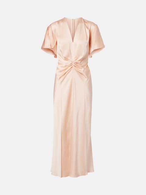 Eve gathered satin crêpe midi dress