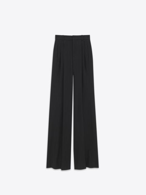 wide-leg pants in striped wool