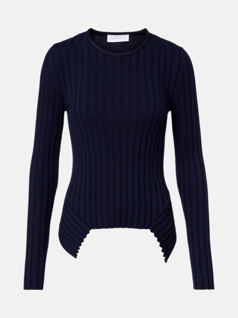 Ribbed-knit cotton sweater
