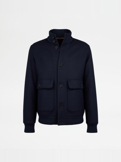 BOMBER JACKET IN WOOL DOUBLE FABRIC - BLUE