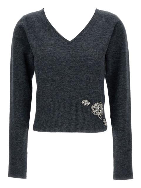 V-neck embellished sweater