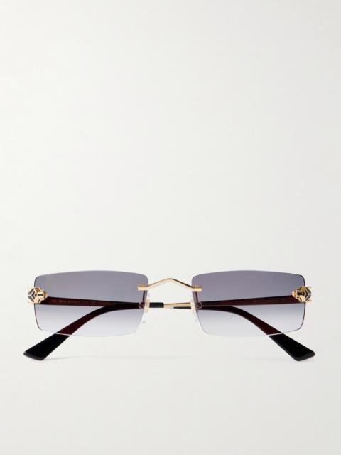 Panthère Classic Rimless Rectangle-frame Gold-tone Sunglasses