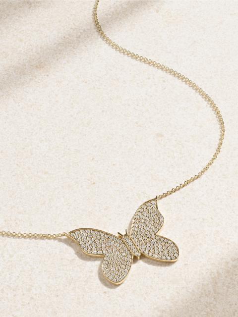 Large Butterfly 14-karat Gold Diamond Necklace