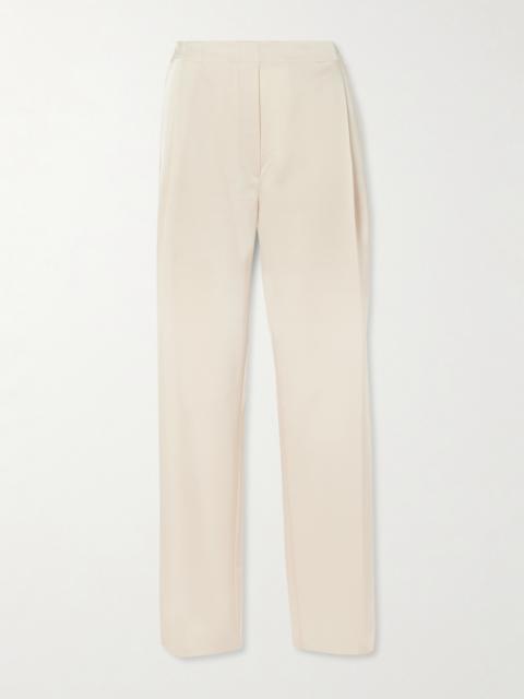 Barb Pleated Satin Straight-leg Pants