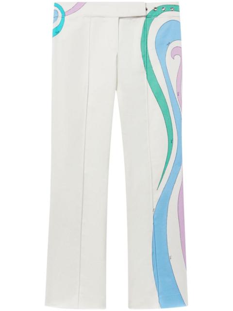 Marmo-Print cotton-blend trousers