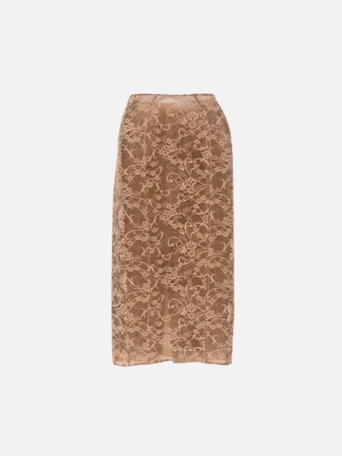 Lace midi skirt - Bronze Brown