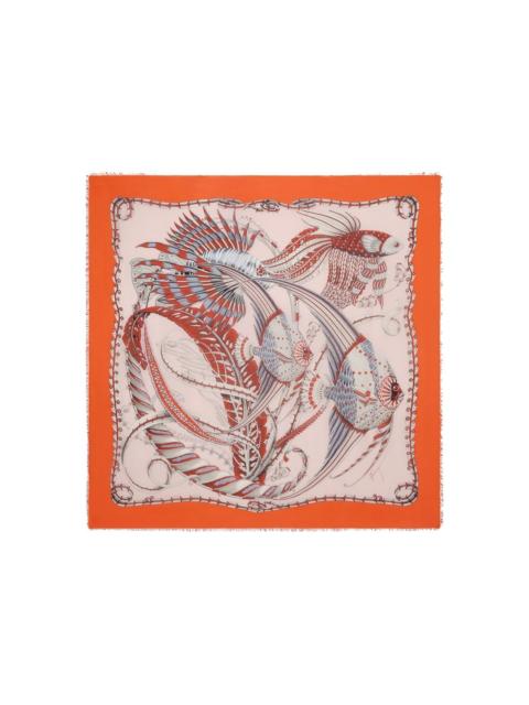 SUMMER2 fish-printed silk scarf