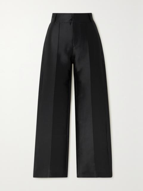 Yoshitomo Pleated Faille Wide-leg Pants