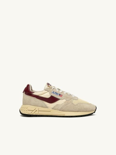 REELWIND LOW SNEAKERS IN NYLON SUEDE AND LEATHER COLOR ECRU AND RUBY WINE