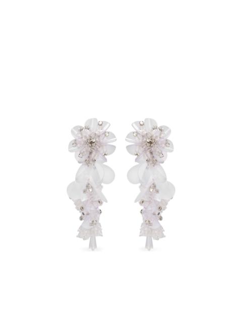 flower-embellished drop earrings