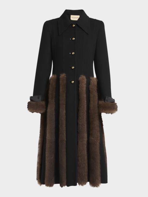 Sheep Shearling-Trim Cashmere Coat