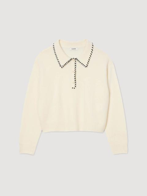 CONTRAST POLO-NECK KNIT SWEATER