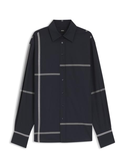CHECKED RELAXED-FIT BLOUSE IN COTTON CANVAS