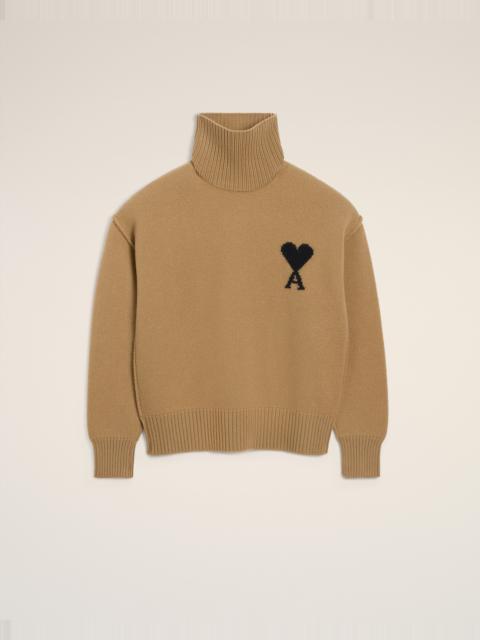 BROWN WOOL AMI DE COEUR FUNNEL NECK SWEATER