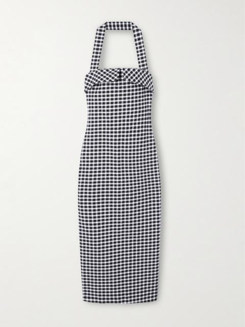 Chiara Checked Cotton-blend Halterneck Midi Dress