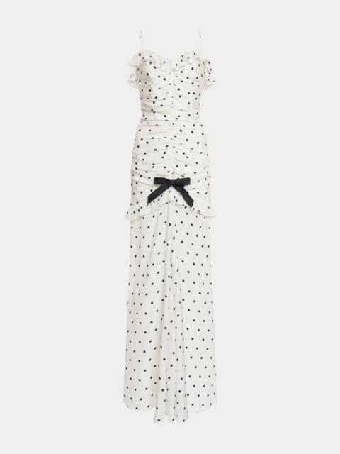 POLKA DOT DRESS WITH SPLIT