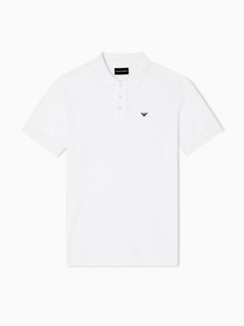Mercerised piqué polo shirt with micro eagle