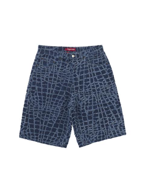 Supreme Frayed Croc Baggy Denim Short Indigo