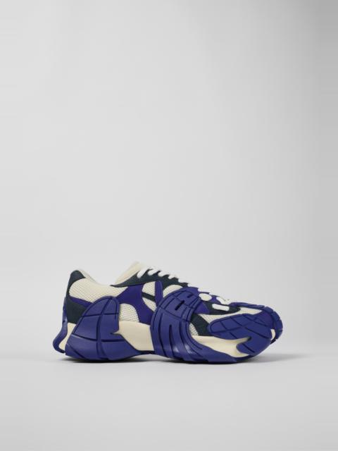 Blue and white sneakers