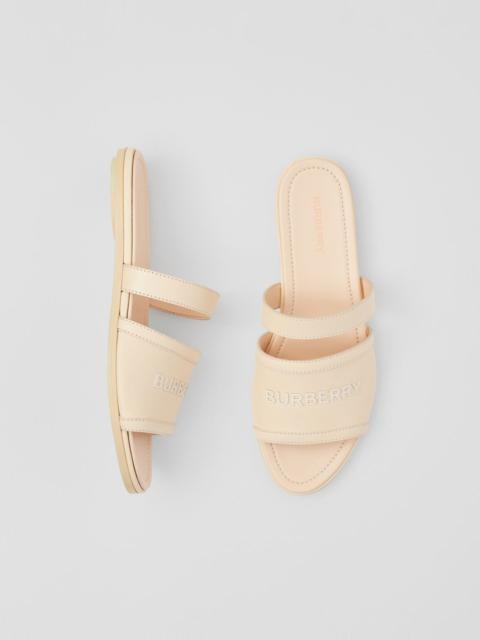 Logo Print Leather Sandals