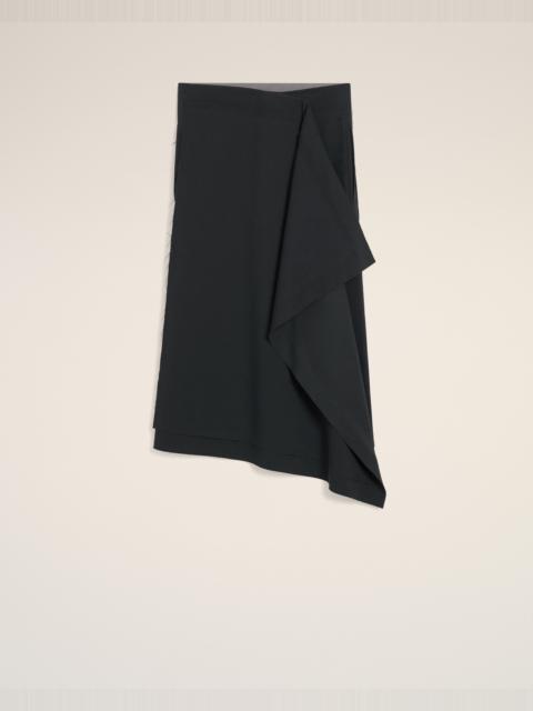 BLACK WOOL MIDI WRAPPED  SKIRT