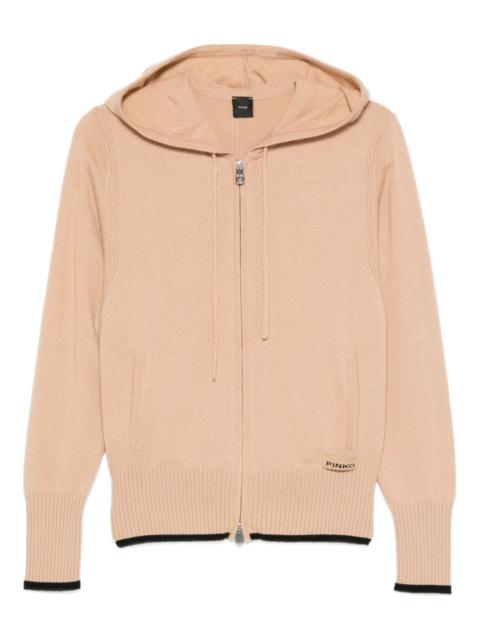 zip-up knitted hoodie