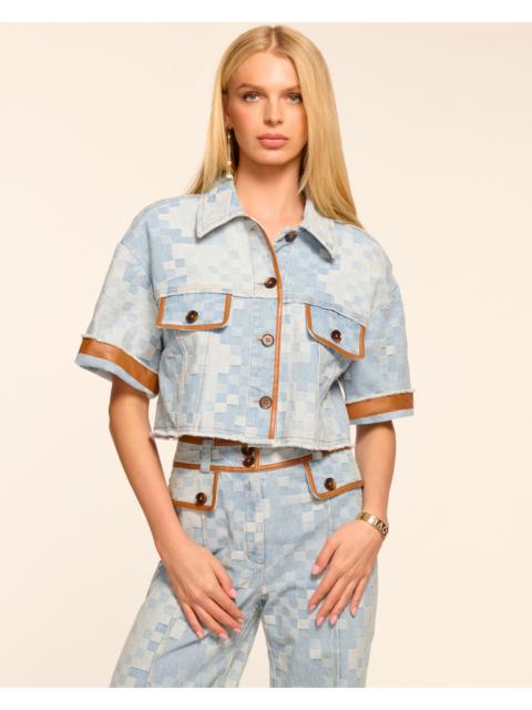 Melanie Short Sleeve Checkered Jean Jacket