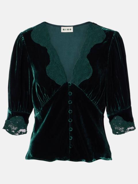 Amanda lace-trimmed velvet top