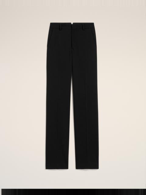 BLACK WOOL CONTRASTED STRAIGHT TROUSERS